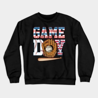 Baseball Game Day Baseball And Glove Gift For Men Women Crewneck Sweatshirt